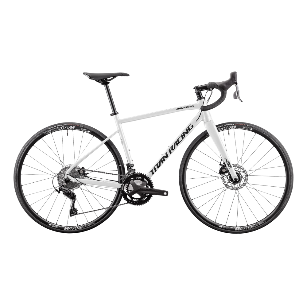 Titan Racing Valerian Alloy Expert road bike with lightweight aluminium frame, carbon fork and MicroSHIFT Centos 22-speed drivetrain