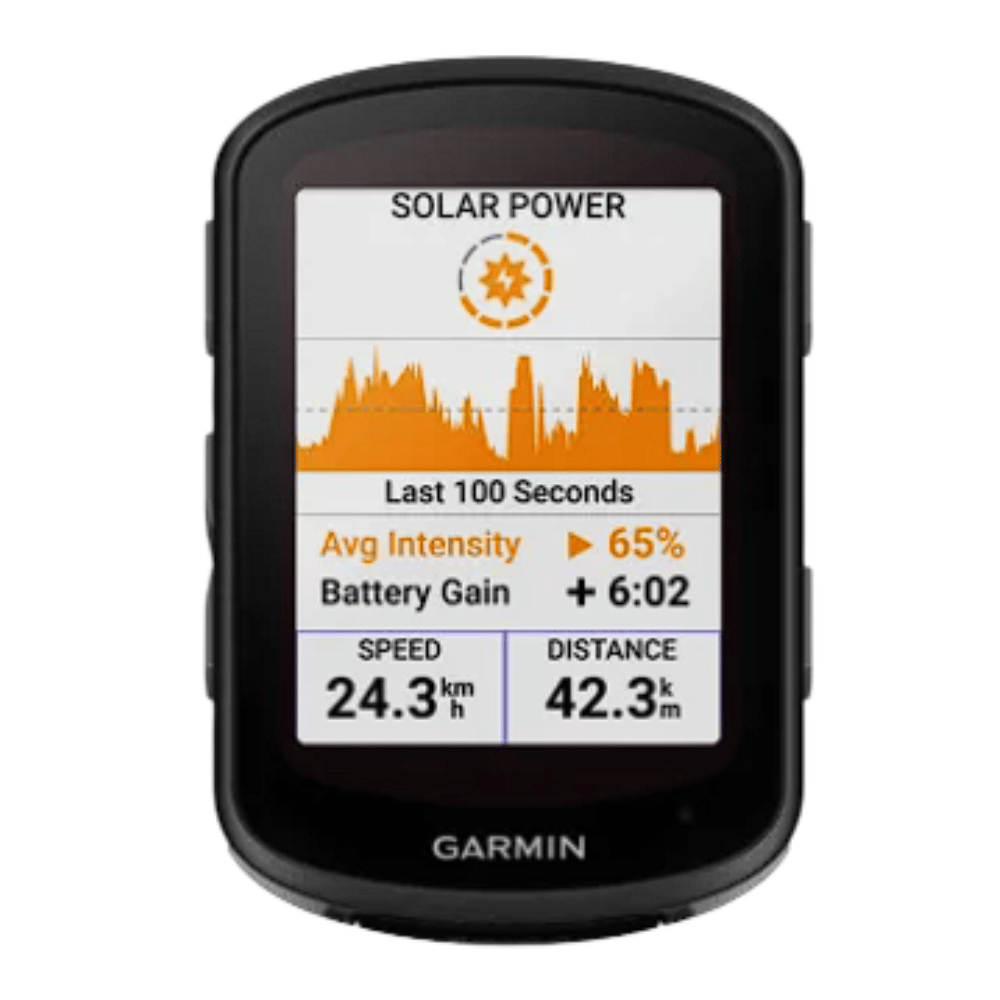 Garmin Edge 540 Solar GPS bike computer featuring Power Glass™ solar charging, multi-band GNSS, ClimbPro navigation and advanced cycling performance metrics.