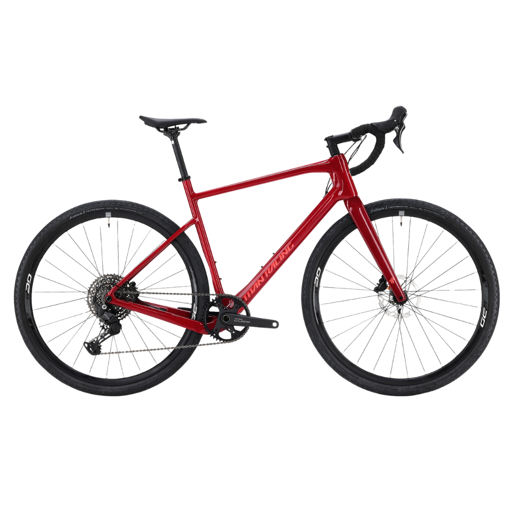 Titan Racing Switch Sport Gen2 carbon gravel bike with Shimano CUES 1x11 drivetrain and Vittoria Terreno 700x45C tyres